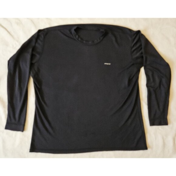 Patagonia Men's Large Capilene Midweight Crew Base Layer Shirt Black - Picture 1 of 12